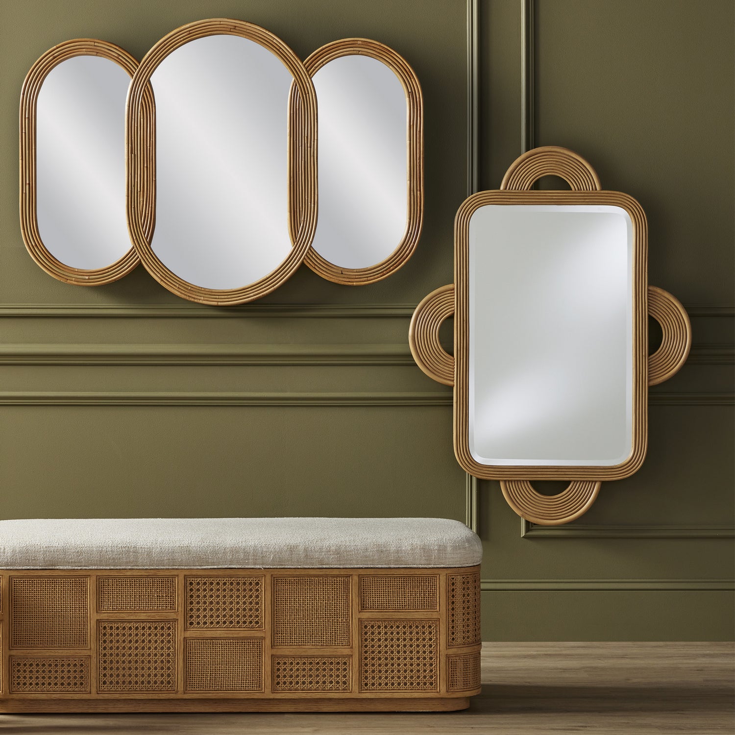Mirror from the Triboa collection in Arurog/Khaki/Mirror finish