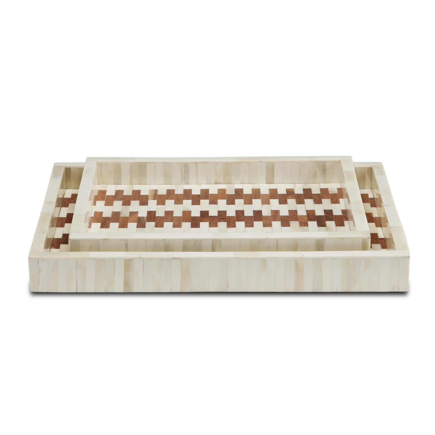 Tray Set of 2 from the Tia collection in White/Natural finish