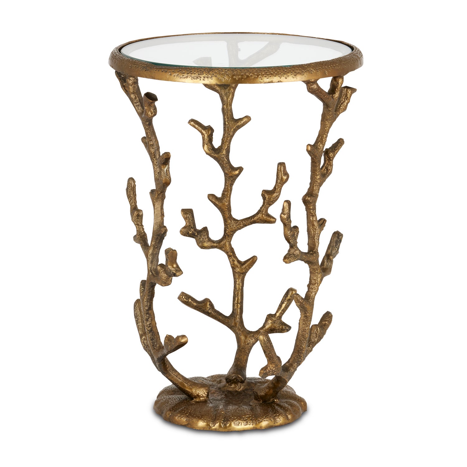 Accent Table from the Coral collection in Antique Brass/Clear finish