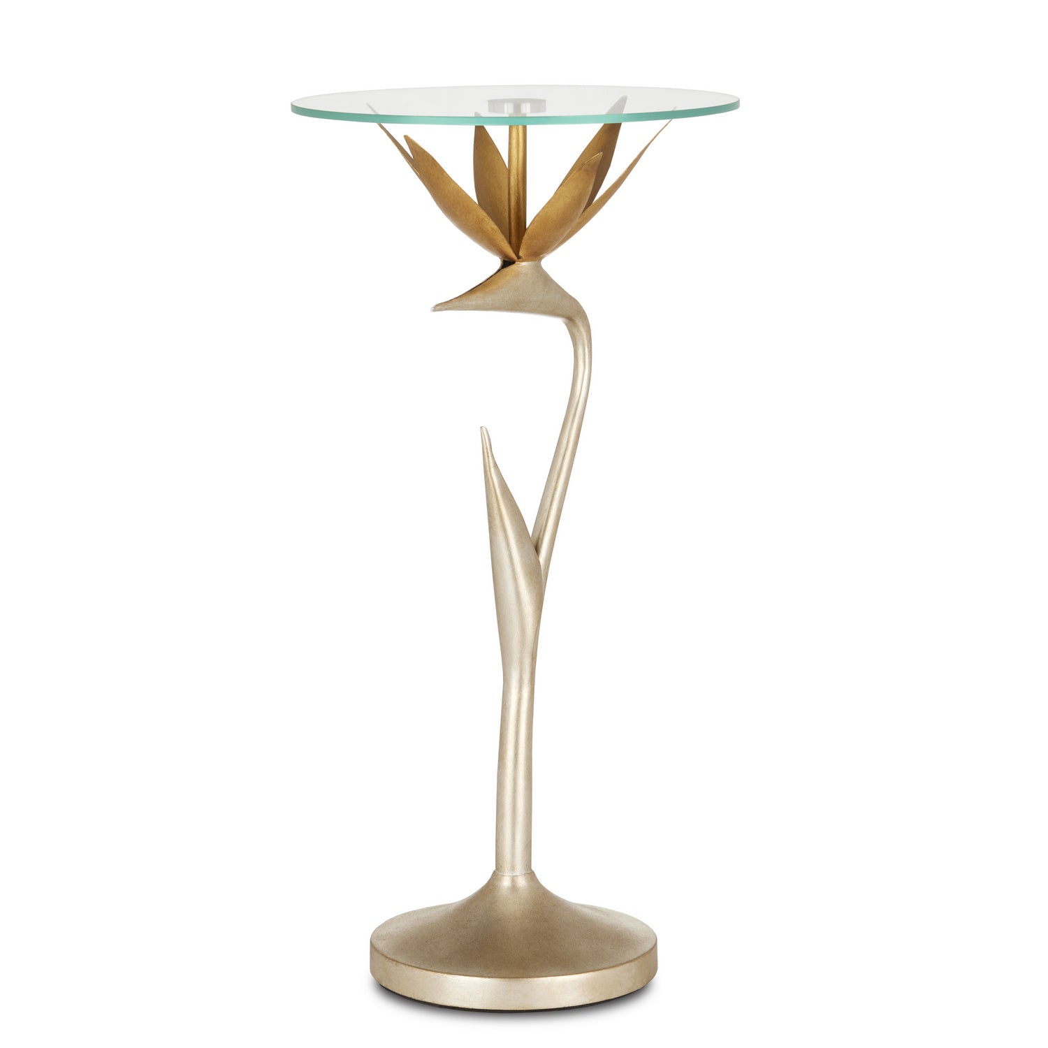 Accent Table from the Paradiso collection in Contemporary Silver Leaf/Contemporary Gold Leaf/Clear finish