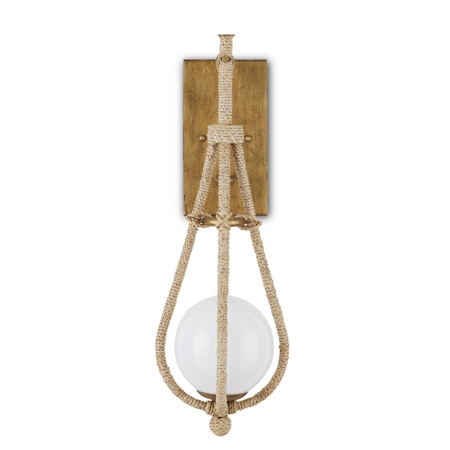 One Light Wall Sconce from the Passageway collection in Natural Rope/Dorado Gold/Frosted finish