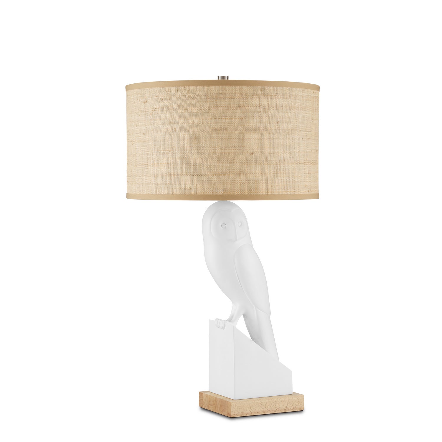 One Light Table Lamp from the Snowy collection in White/Natural Wood/Polished Nickel finish