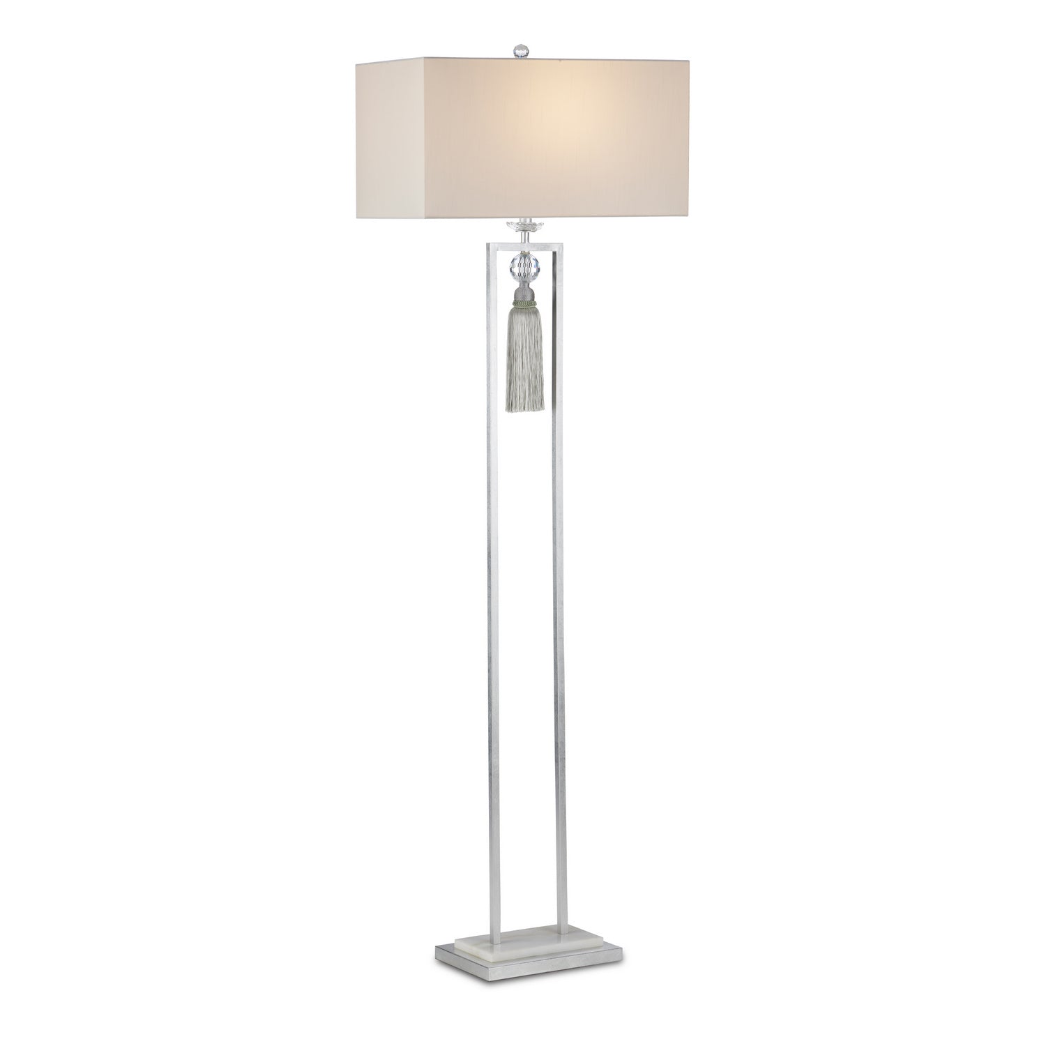 One Light Floor Lamp from the Vitale collection in Silver Leaf/Clear/Silver/White finish