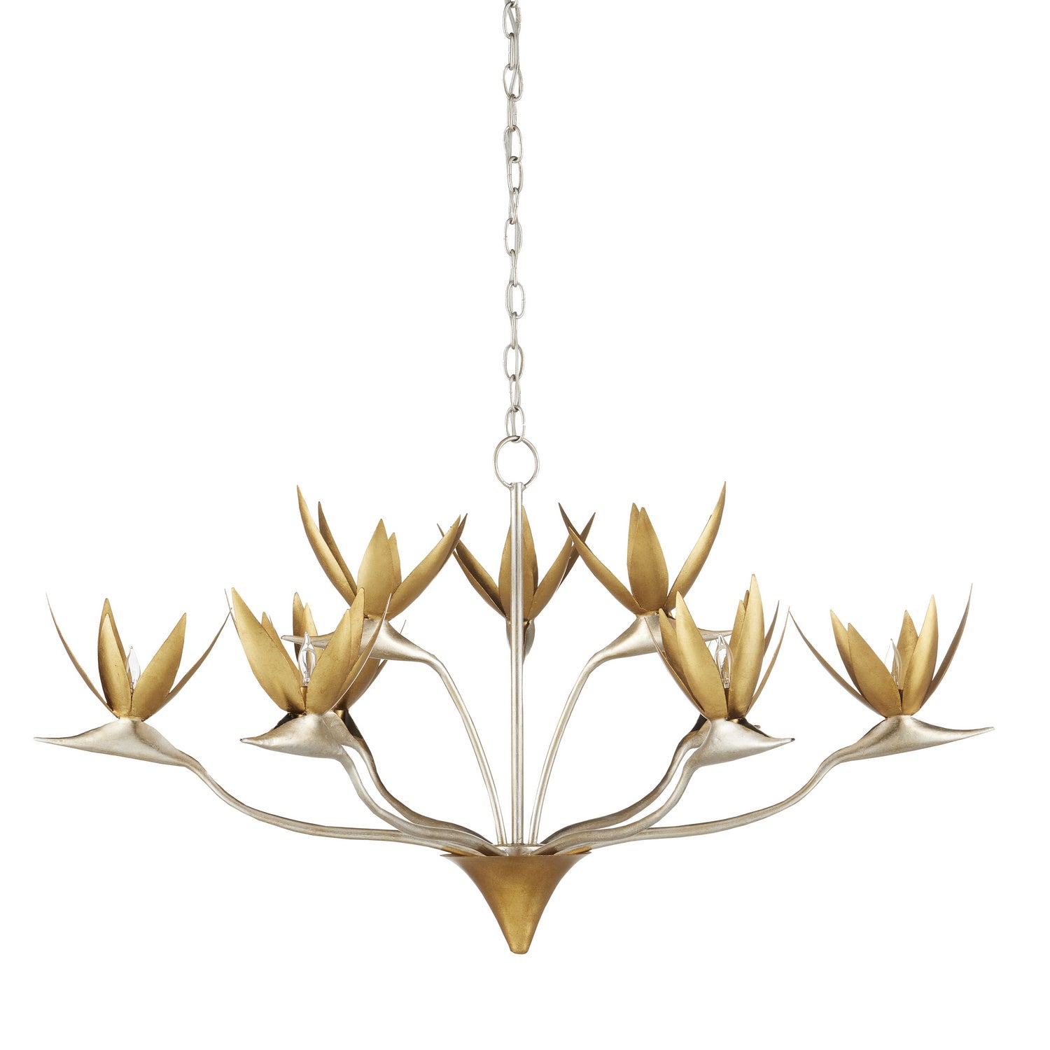 Nine Light Chandelier from the Paradiso collection in Contemporary Silver Leaf/Contemporary Gold Leaf/ Contemporary Gold finish