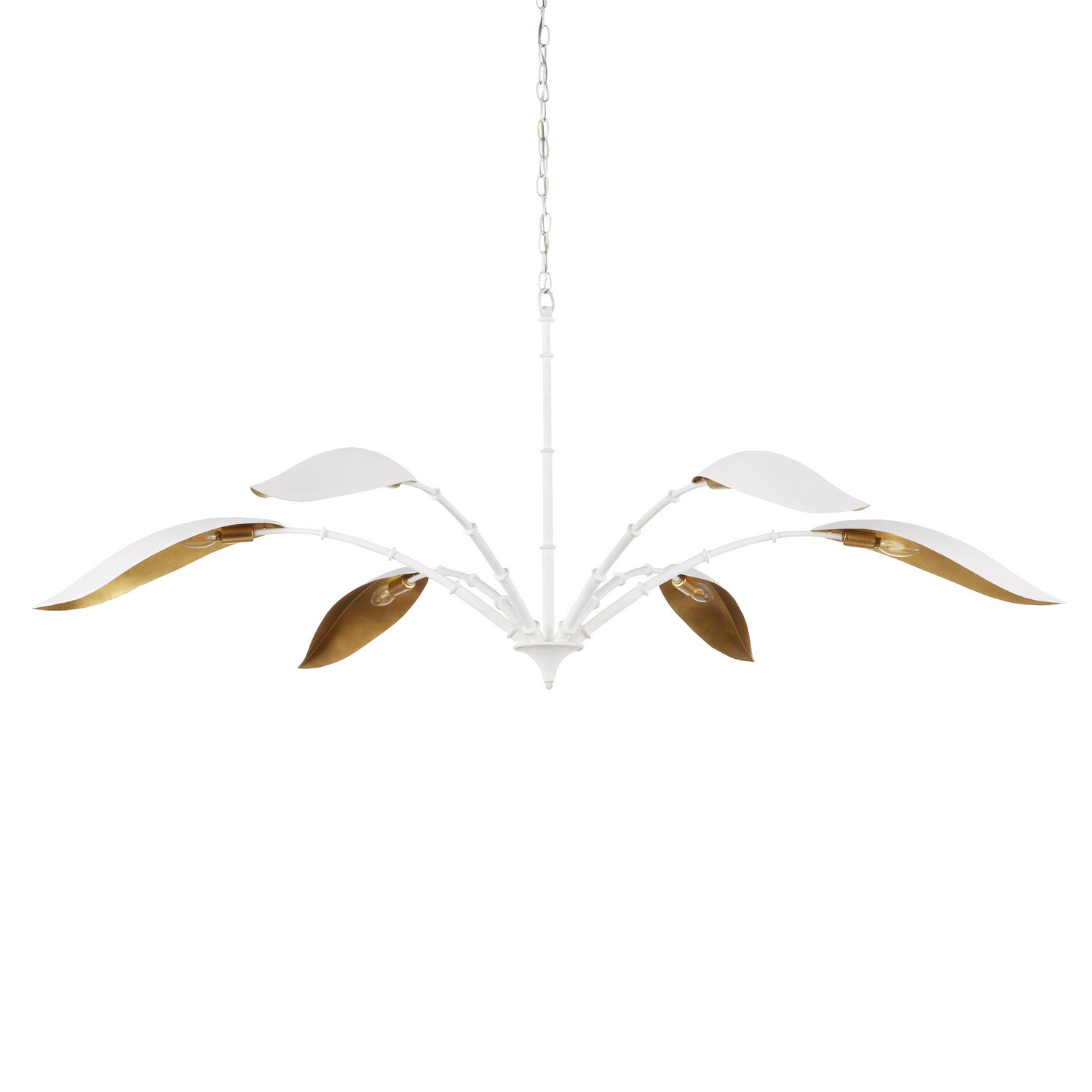 Six Light Chandelier from the Yuriko collection in Gesso White/Contemporary Gold Leaf finish