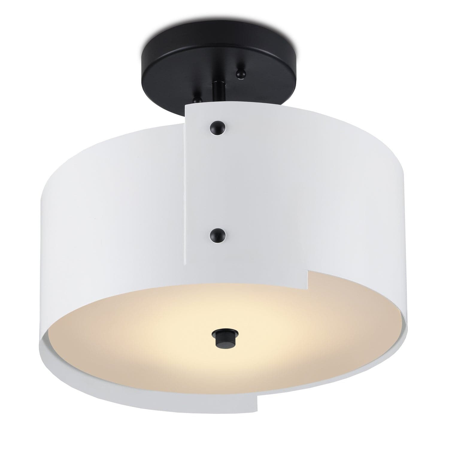 LED Semi-Flush Mount from the Ritsu collection in Sugar White/Satin Black finish