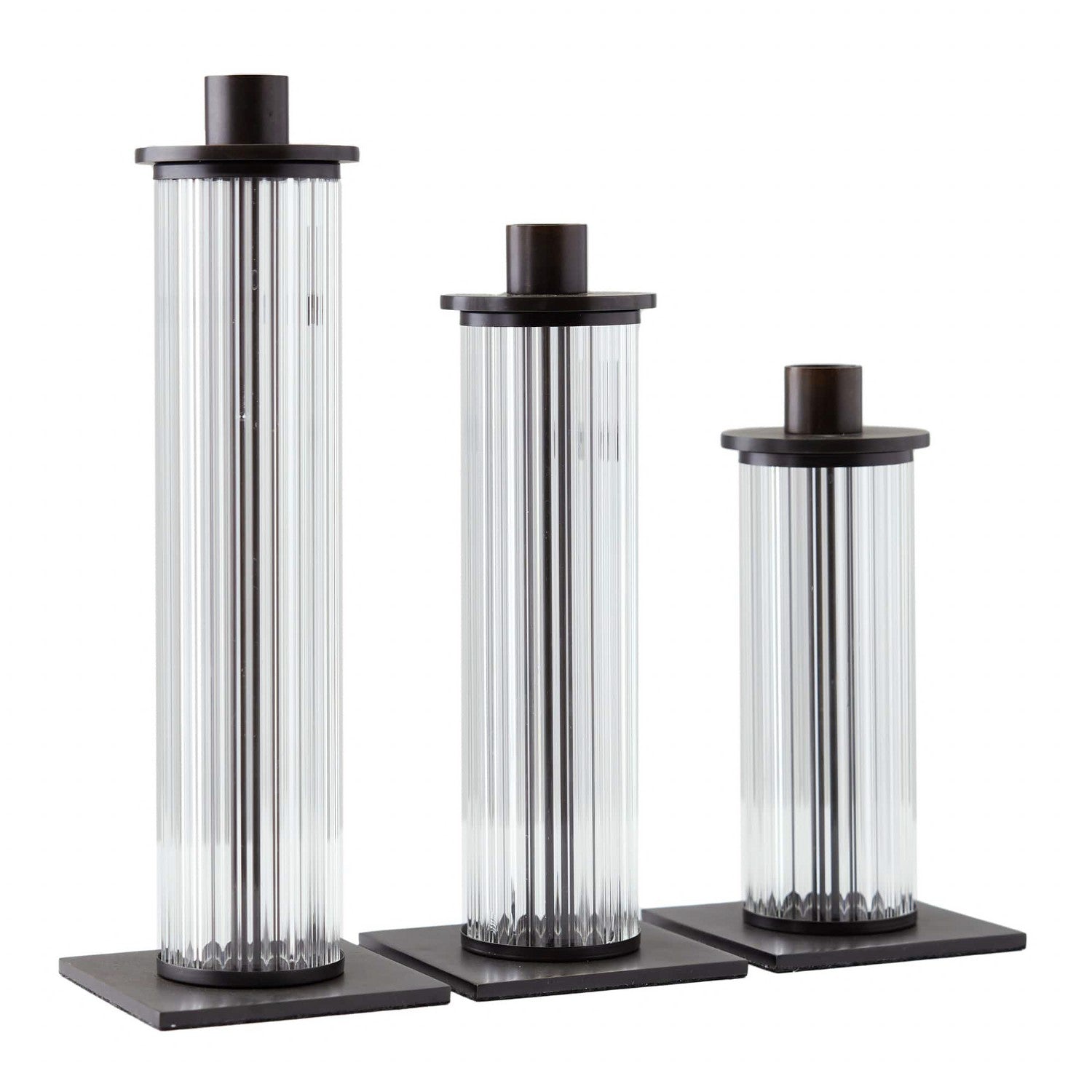 Candleholders, Set of 3 from the Wimble collection in Clear finish