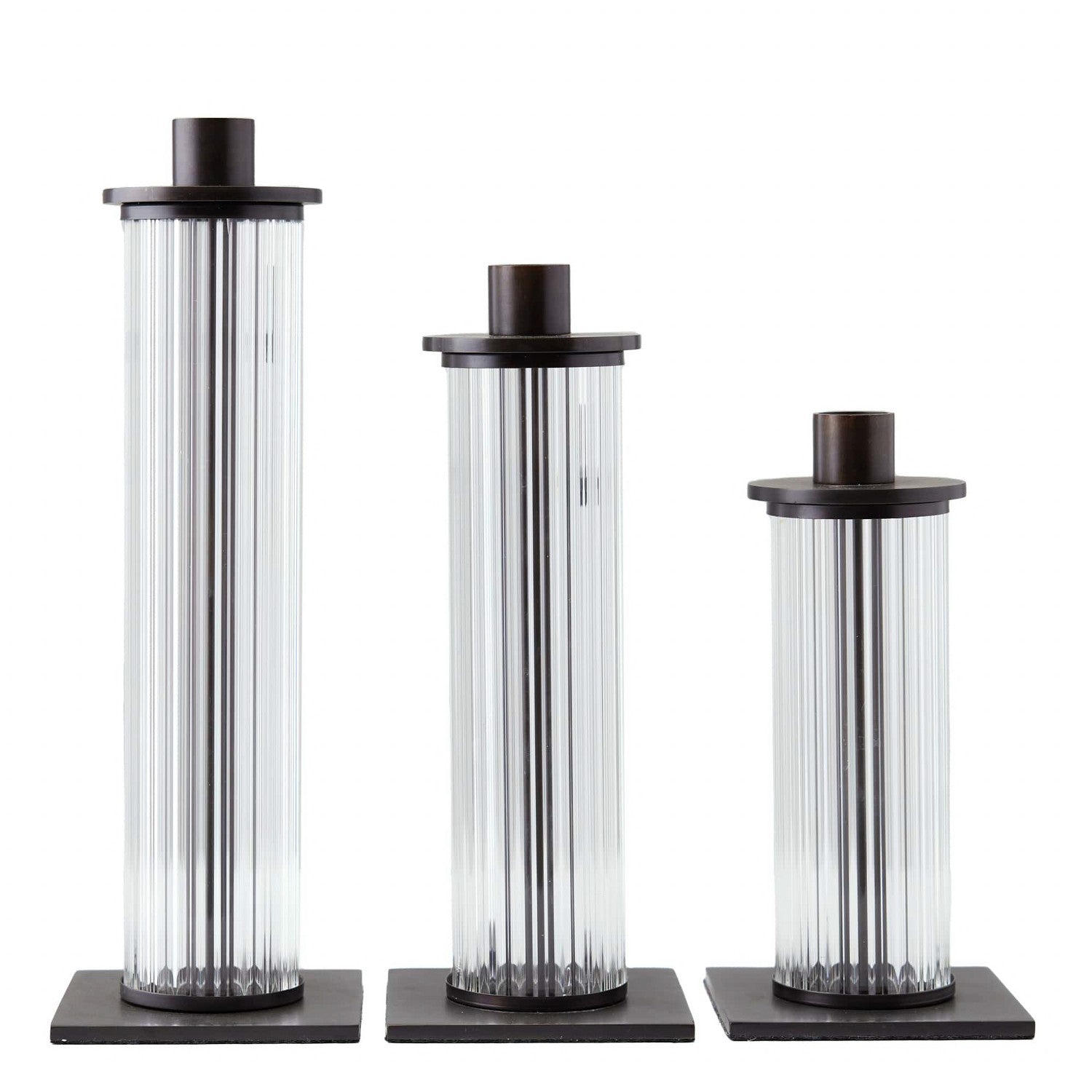 Candleholders, Set of 3 from the Wimble collection in Clear finish