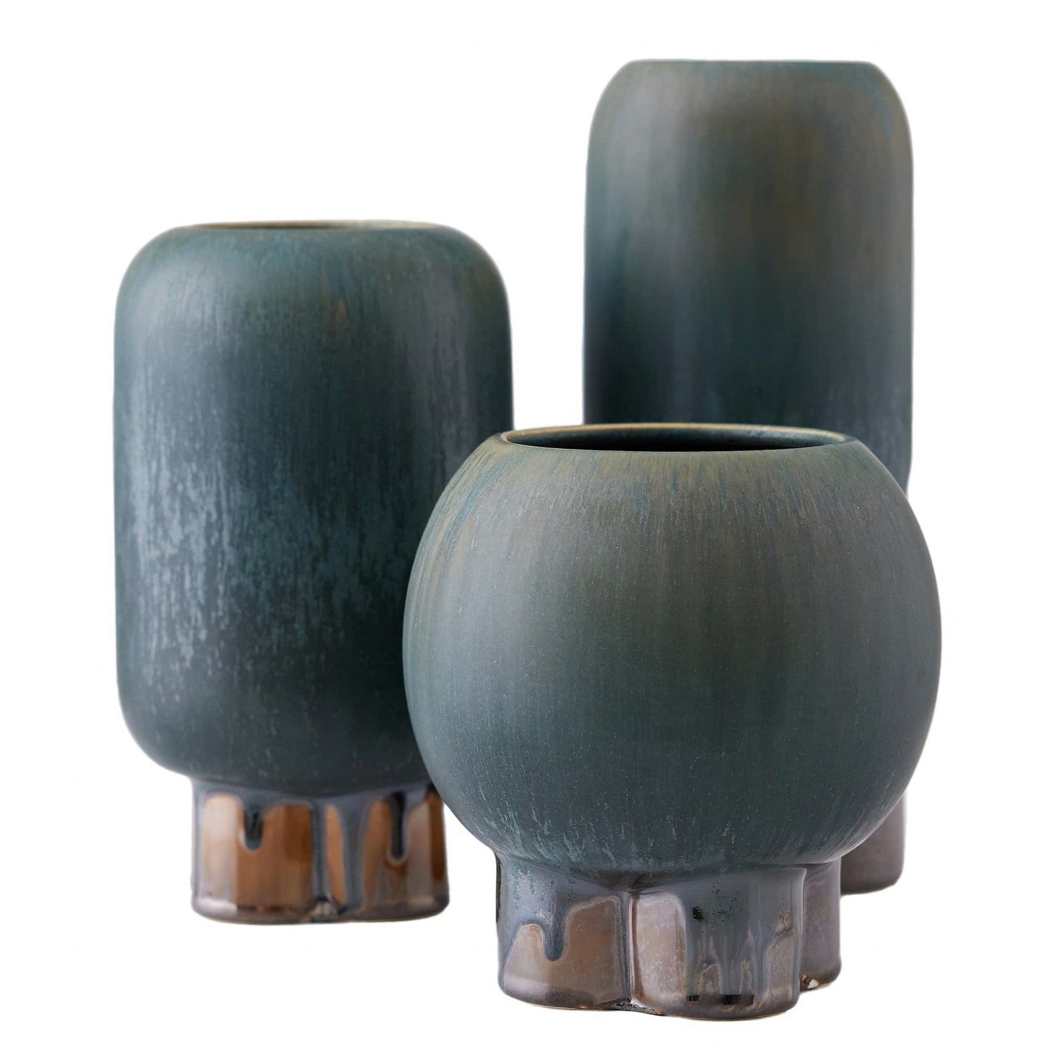 Vases, Set of 3 from the Tutwell collection in Forest Reactive finish