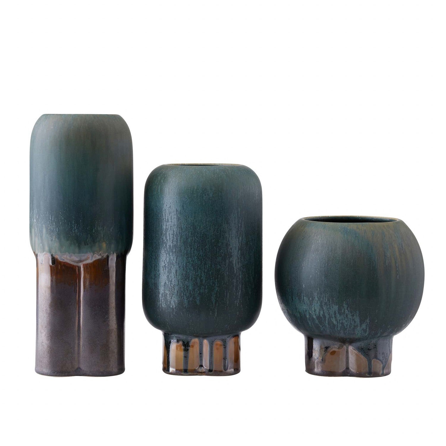 Vases, Set of 3 from the Tutwell collection in Forest Reactive finish